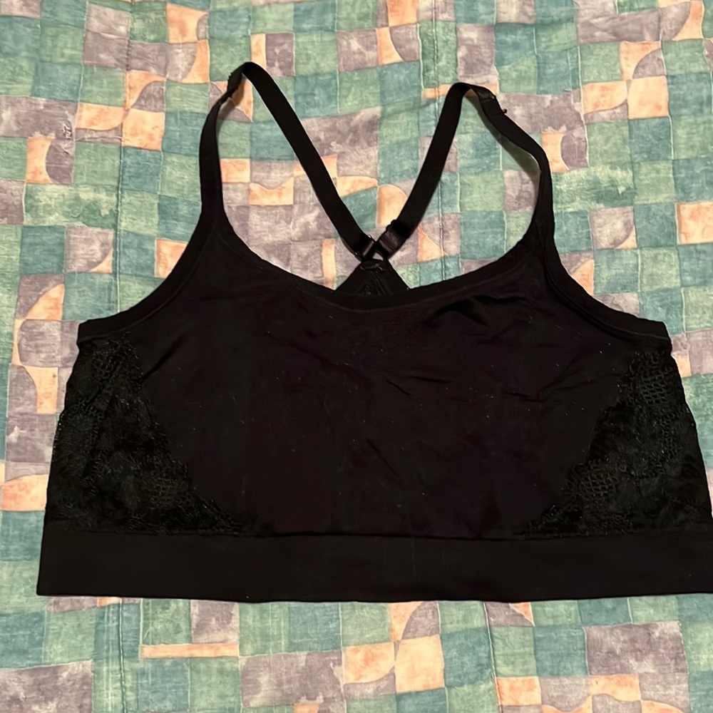Racerback black lace sports bra